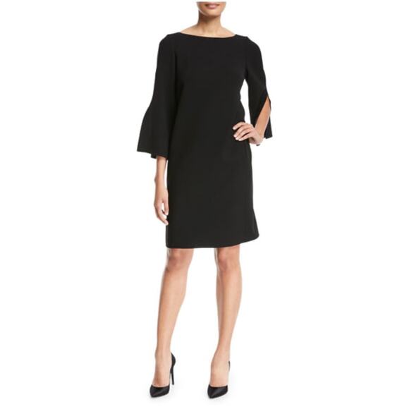 Lafayette 148 NY Cocktail Dress Small Black Lorelie Peplum Sleeve Whimsygoth - Picture 1 of 8